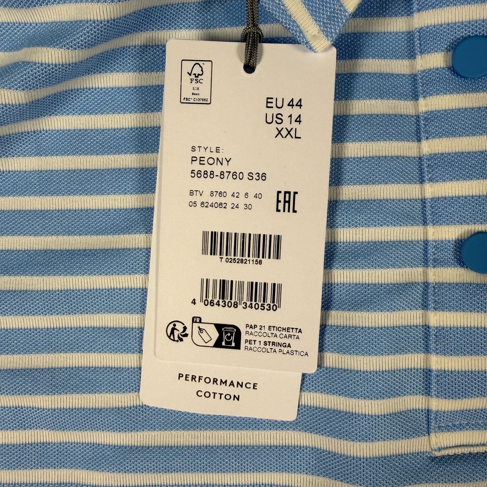 Bogner Women's Peony Blue White Striped Performance Cotton Polo Shirt XXL NWT - Picture 7 of 11